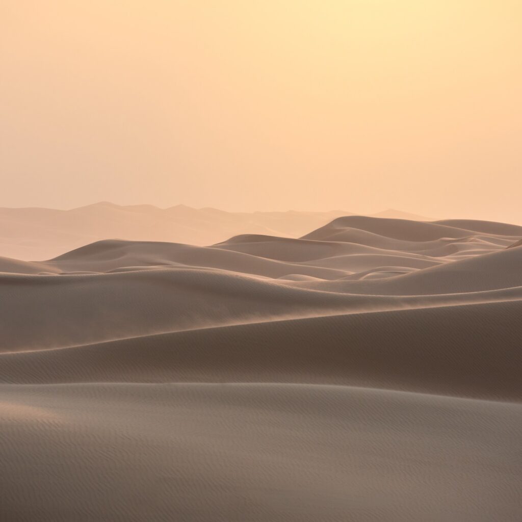 Abstract view of sand dunes in desert.